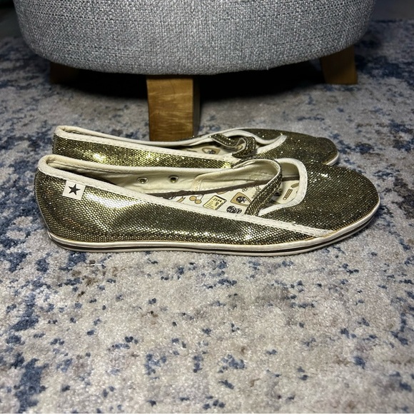 Converse One Star Mary Jane Gold Glitter Round Toe Slip-On Flats Size 5.5 - Picture 1 of 10